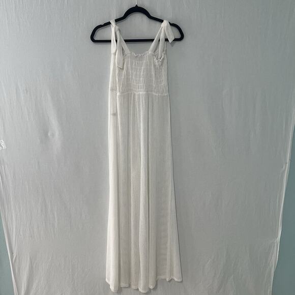 Venus Crochet Mesh Jumpsuit Swim Coverup Size Medium White Stretch Wide Leg - Picture 6 of 10